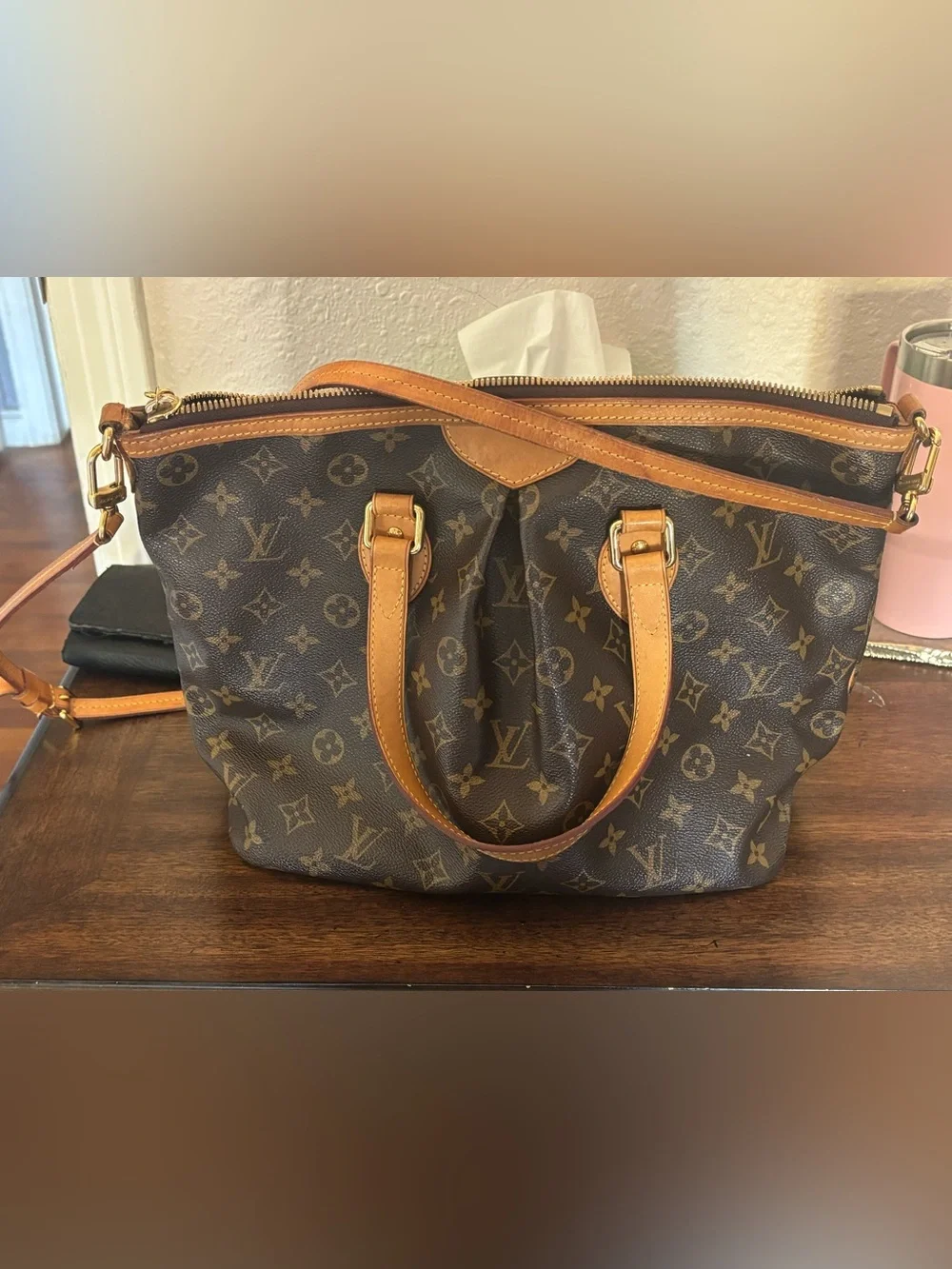 Louis Vuitton Monogram Palermo PM Tote with Vachetta Leather Trim and Strap